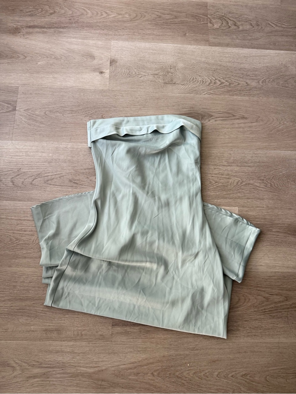 Light Sage Satin Strapless Dress
